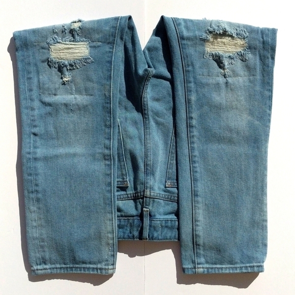 PacSun Retro Distressed Medium Blue High Rise Cropped Straight Leg Mom Jeans 25 - Picture 4 of 16